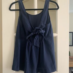 Madewell Silk Blue Tank with Tie on Back